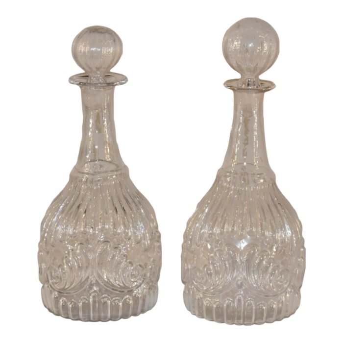 pair of early 19th century american mold blown decanters 3710