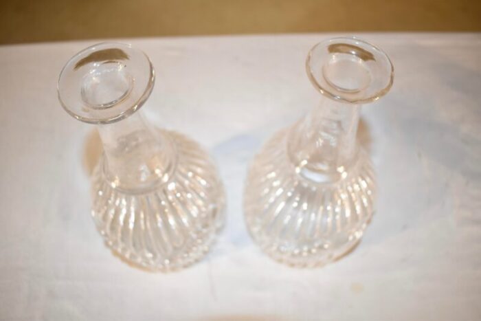 pair of early 19th century american mold blown decanters 4165