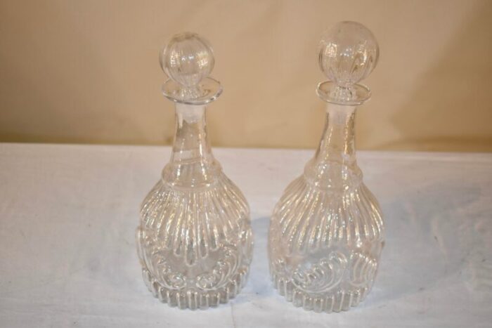 pair of early 19th century american mold blown decanters 5756