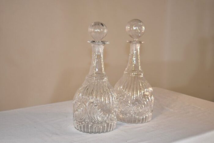 pair of early 19th century american mold blown decanters 9699