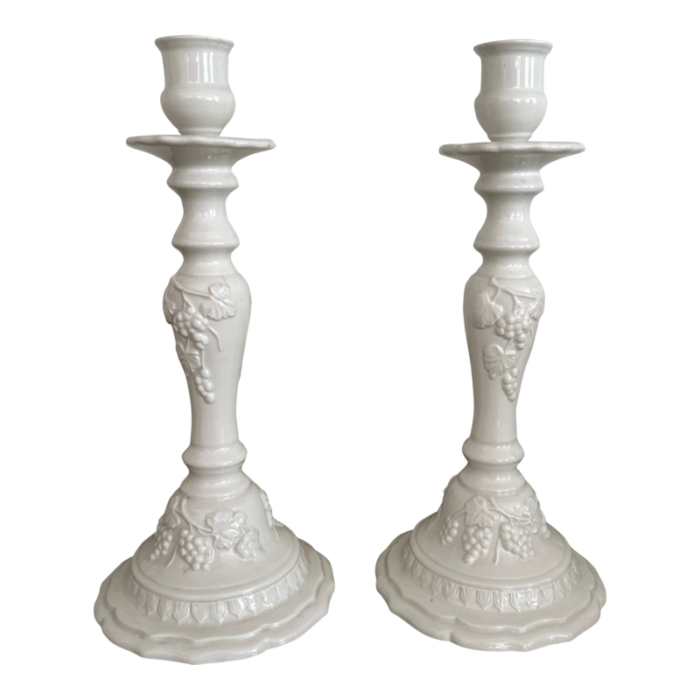 pair of late 20th century italian ironstone candlesticks 1429