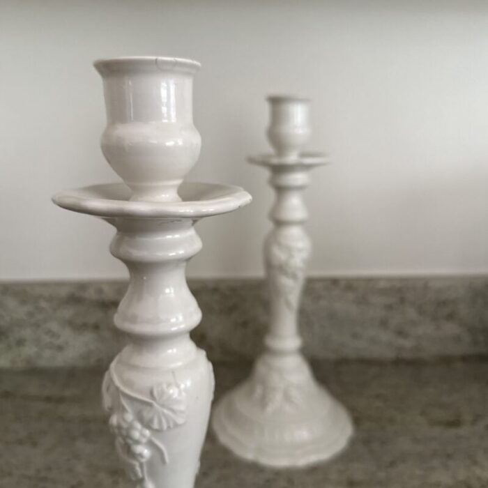 pair of late 20th century italian ironstone candlesticks 2296