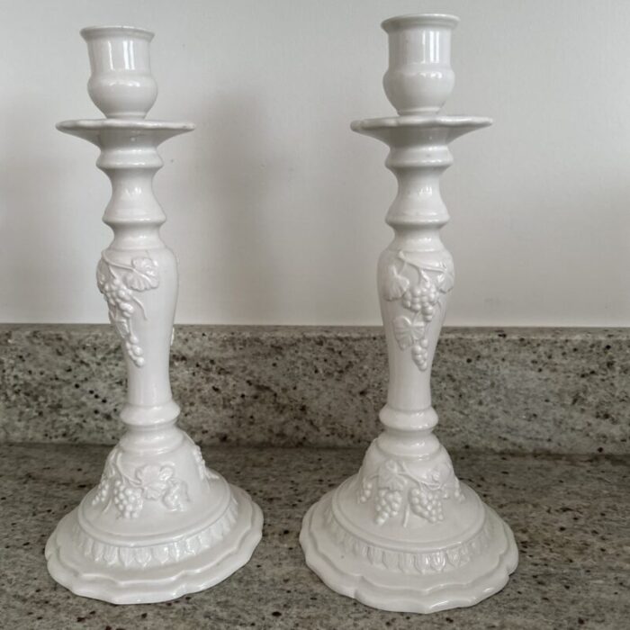 pair of late 20th century italian ironstone candlesticks 4883