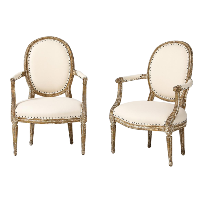 pair of louis xvi style armchairs late 19th century 0306