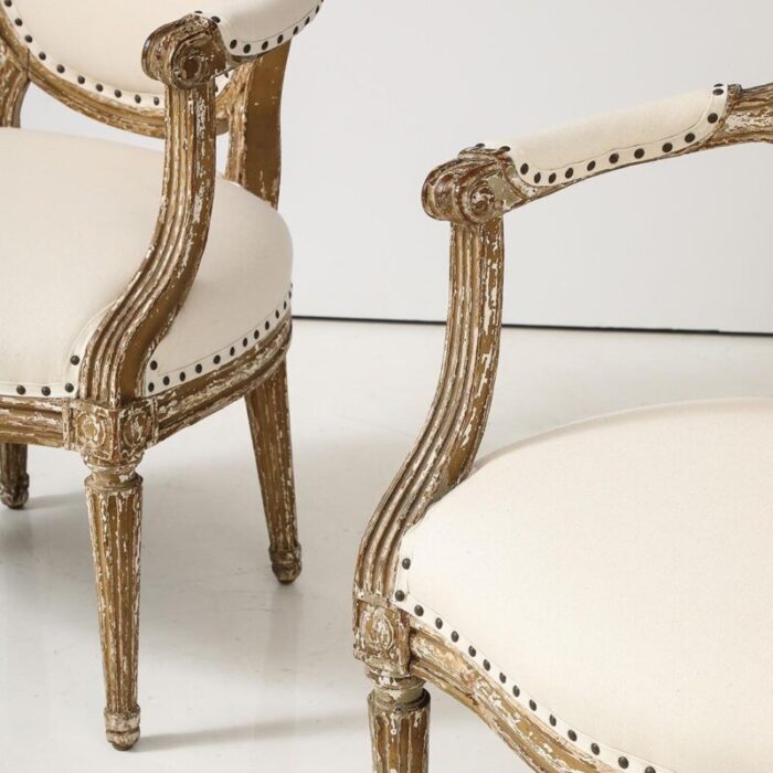 pair of louis xvi style armchairs late 19th century 2170