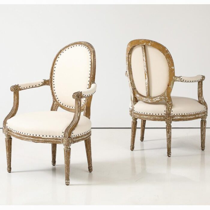 pair of louis xvi style armchairs late 19th century 4814