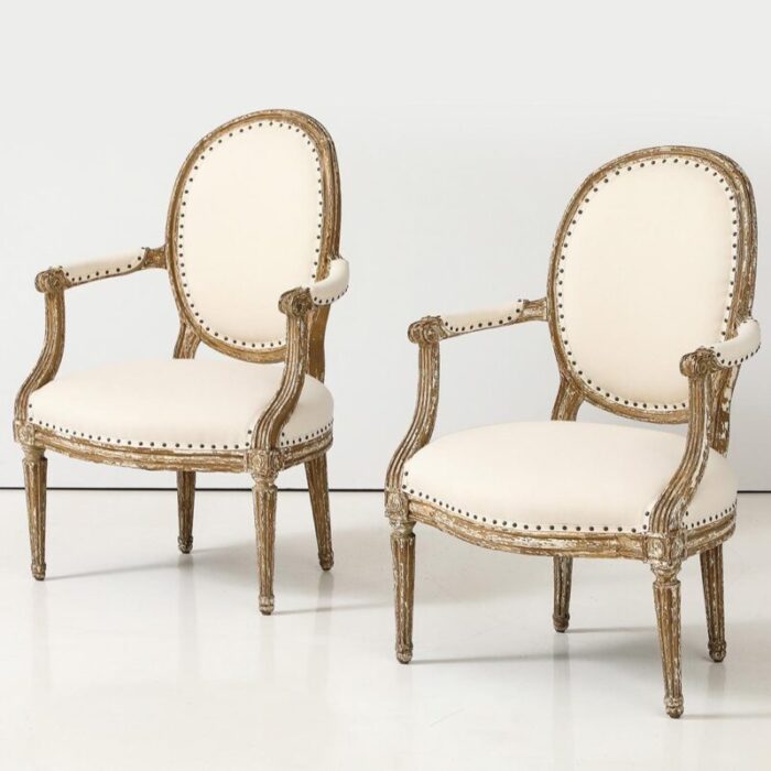 pair of louis xvi style armchairs late 19th century 7920