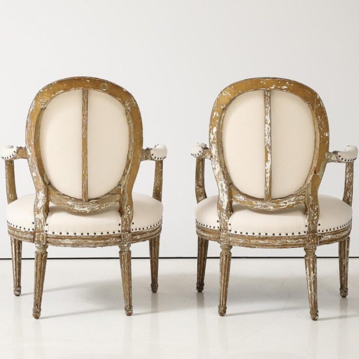 pair of louis xvi style armchairs late 19th century 8986