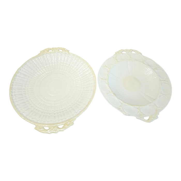 pair of mid century 5th mark belleek serving platters 9150