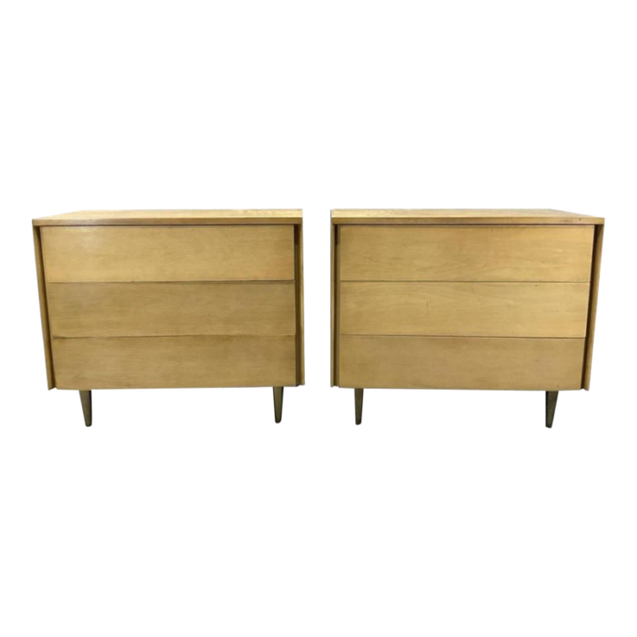 pair of mid century john stuart 3 drawer chests 7429