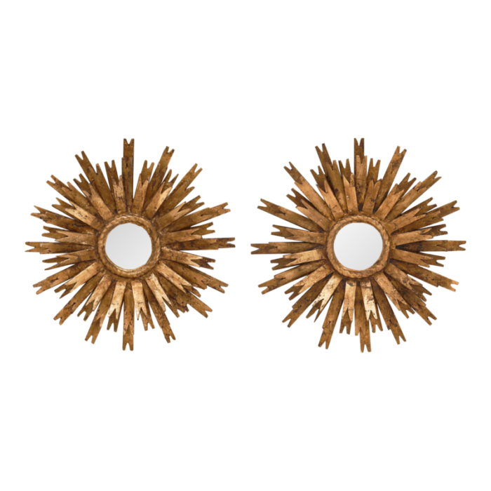 pair of spanish sunburst mirrors 7483