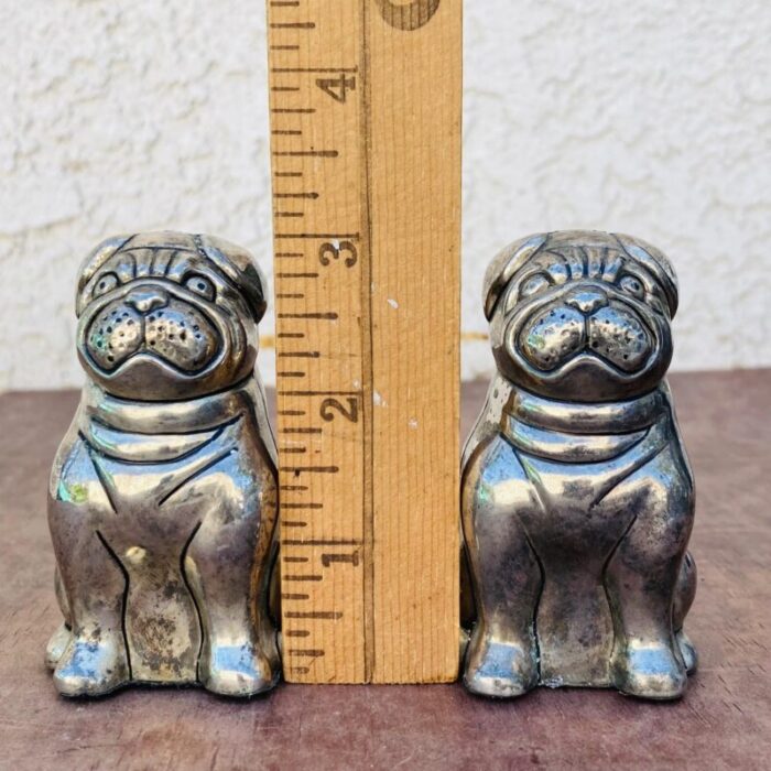 pair of vintage silver plated dog salt and pepper cellars 7221