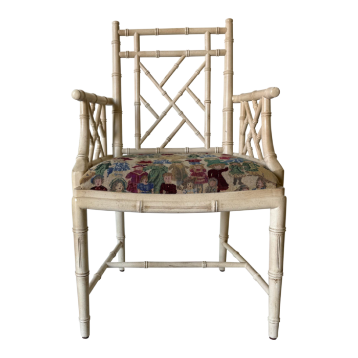 palm beach hollywood regency faux bamboo fretwork chinese chippendale arm desk chair 6880