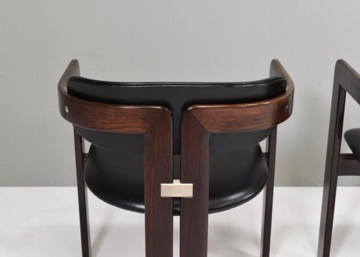 pamplona chairs in black leather by augusti savini italy 1965 set of 3 0806