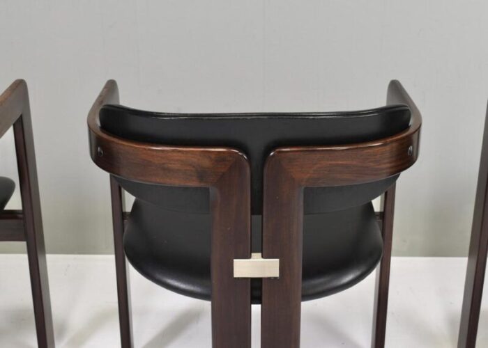 pamplona chairs in black leather by augusti savini italy 1965 set of 3 2696