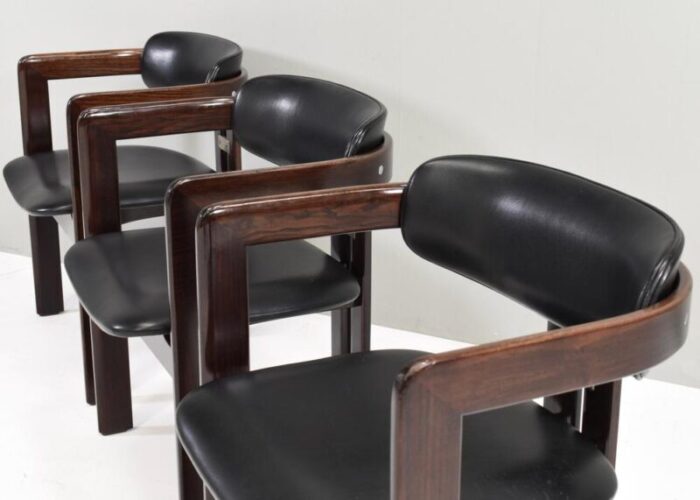 pamplona chairs in black leather by augusti savini italy 1965 set of 3 6307