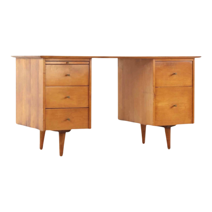 paul mccobb planner group model 1561 vintage mid century modern double pedestal desk c 1950s 7554