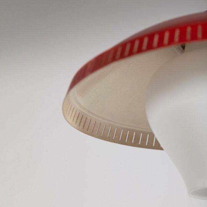 pendant lamp in red and white milk glass 1950s 10