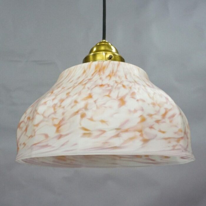 pendant lamp with white and pink glass shade 1950s 2