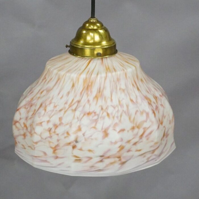 pendant lamp with white and pink glass shade 1950s 3