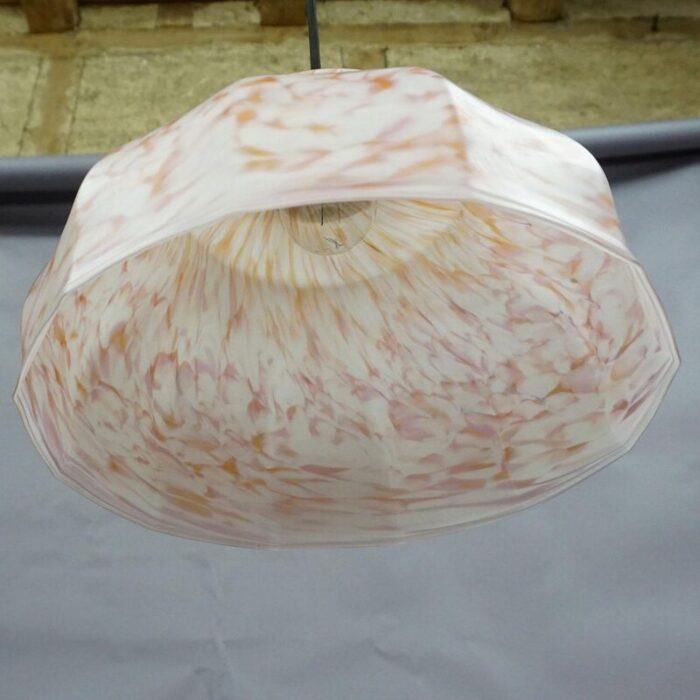 pendant lamp with white and pink glass shade 1950s 4