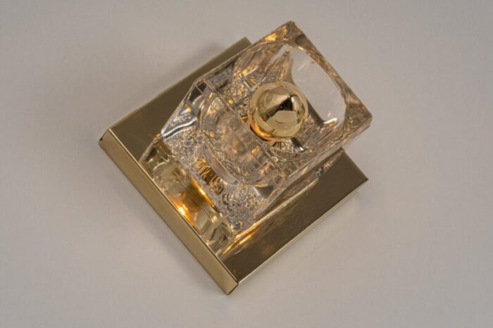 petite crystal glass brass wall sconce from peill putzler germany 1970s 7