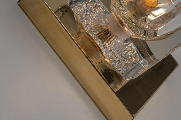 petite crystal glass brass wall sconce from peill putzler germany 1970s 9