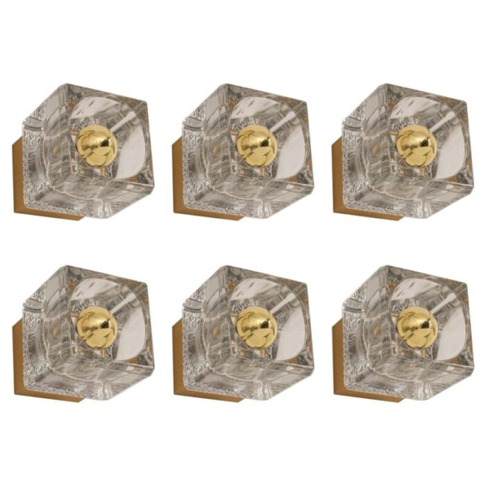 petite crystal glass brass wall sconces by peill putzler germany 1