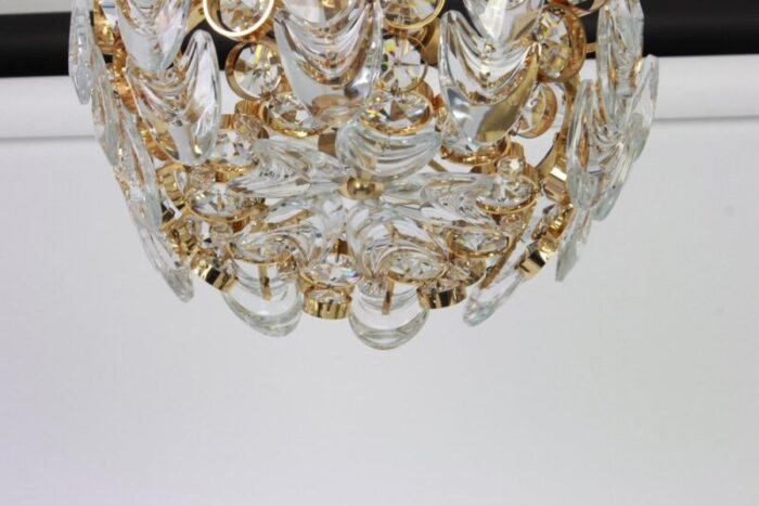 petite german gilt brass and crystal glass encrusted chandelier from palwa 1970s 5