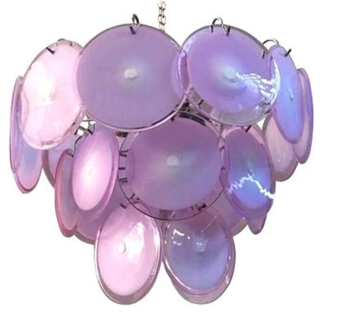 pink amethyst murano chandelier 1970s set of 2 8