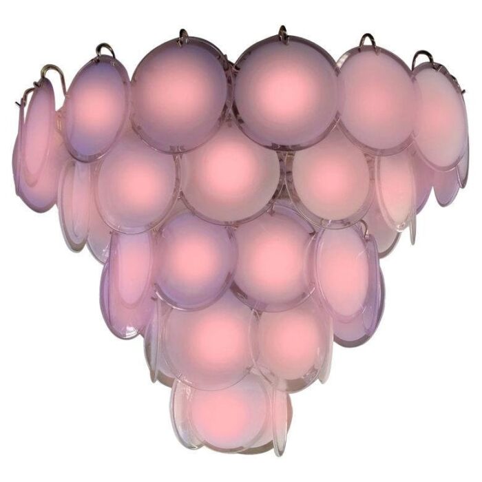 pink amethyst murano disc chandelier 1970s 1