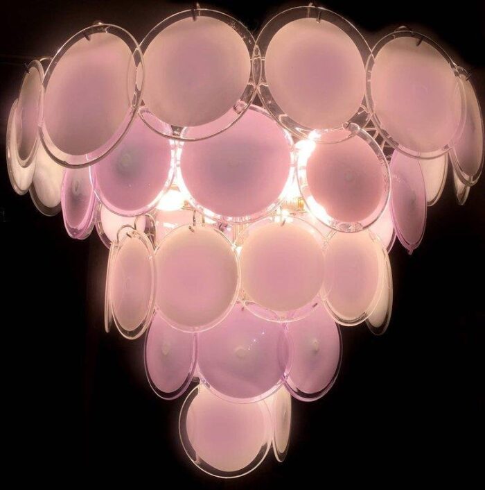 pink amethyst murano disc chandelier 1970s 2