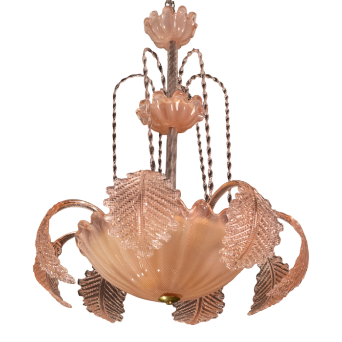 pink art deco barovier e toso fountain pendant light murano glass 1940s 3572