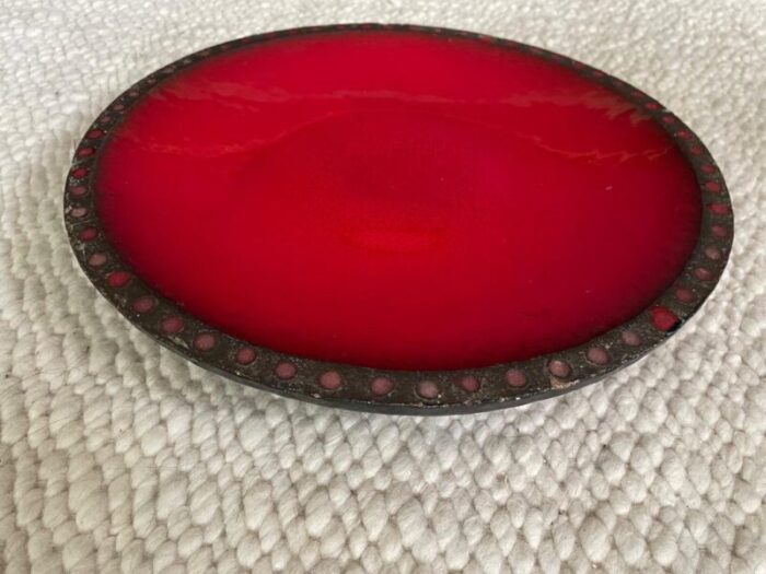 plate in red ceramic 1960 1869