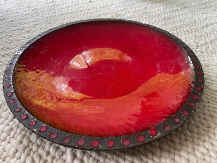 plate in red ceramic 1960 7411