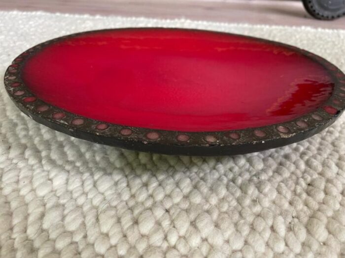 plate in red ceramic 1960 9331