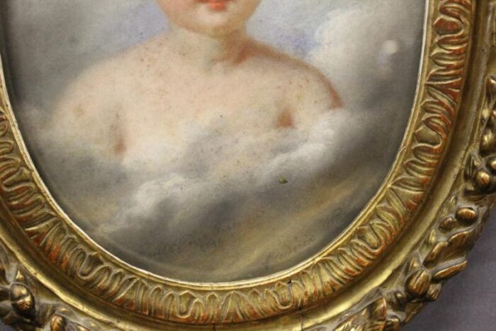 portrait of a child pastel drawing 1820 framed 1612