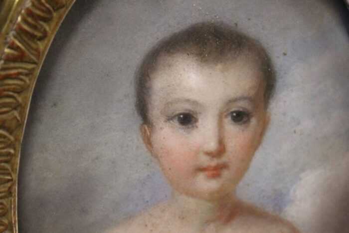 portrait of a child pastel drawing 1820 framed 9127