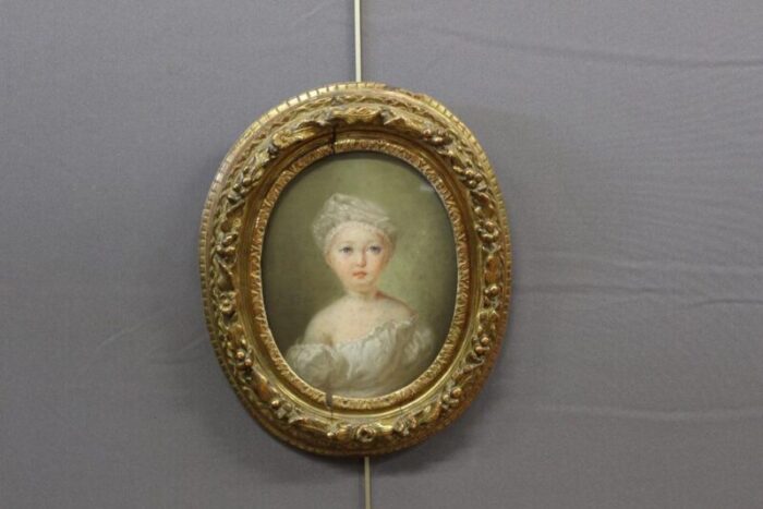 portrait of a child pastel drawing 1827 framed 5856