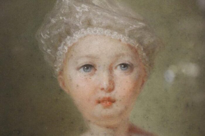 portrait of a child pastel drawing 1827 framed 5861