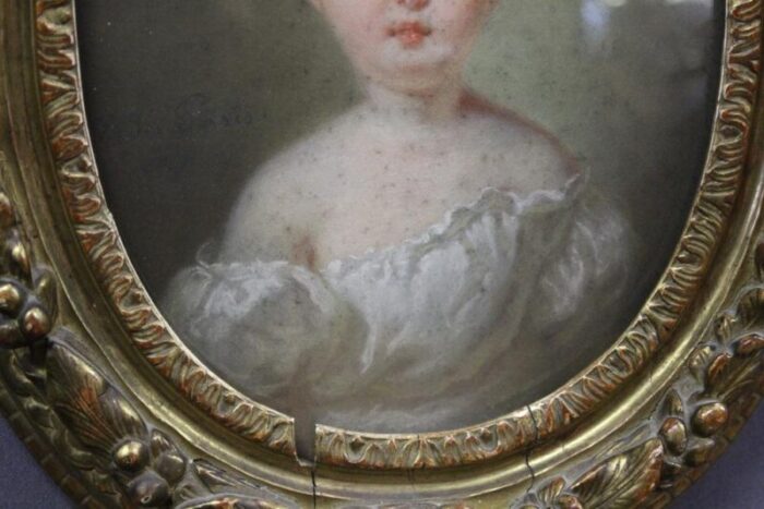 portrait of a child pastel drawing 1827 framed 7122