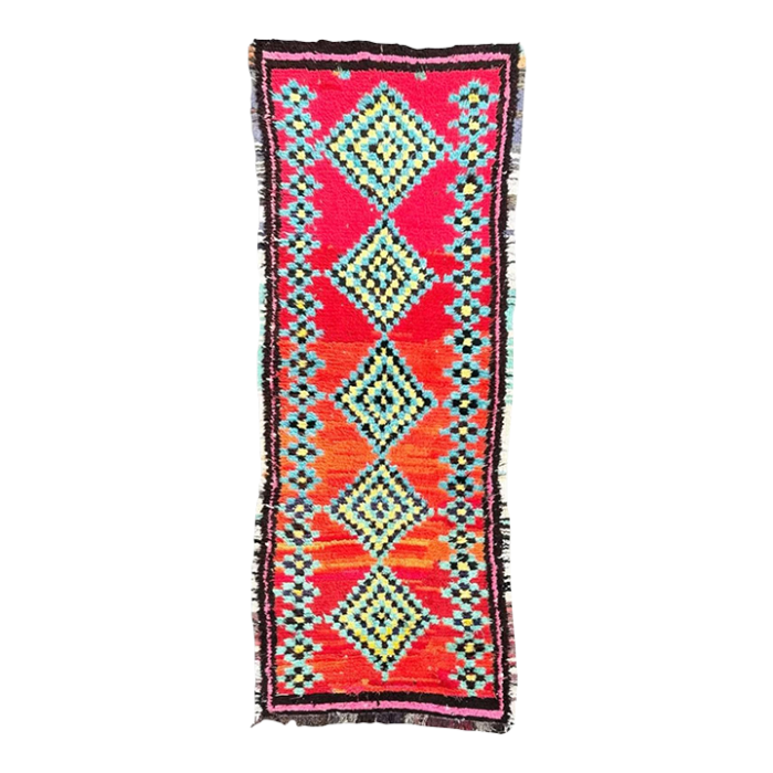 postmoderne red cotton moroccan berber rug 4856