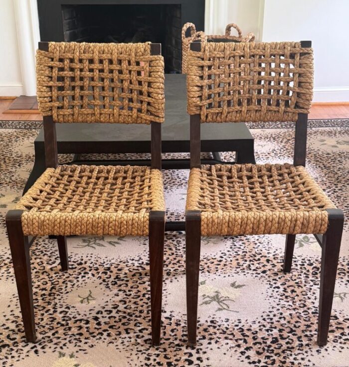 pr audoux and minet attrib rope chairs france 1950s 4597