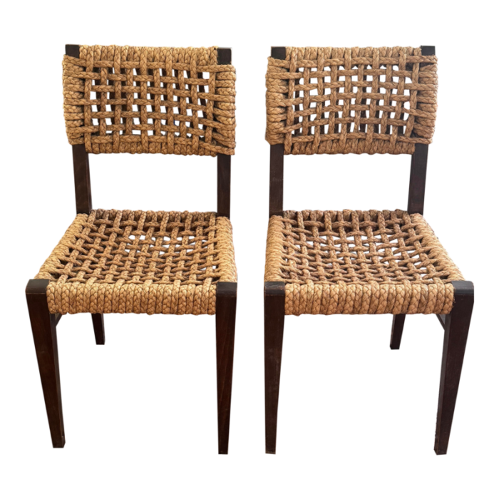 pr audoux and minet attrib rope chairs france 1950s 9793