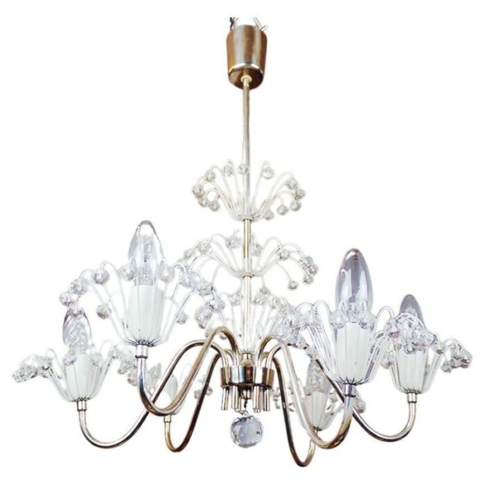 pyra chandelier in crystal brass by emil stejnar for rupert nikoll austria 1950s 1