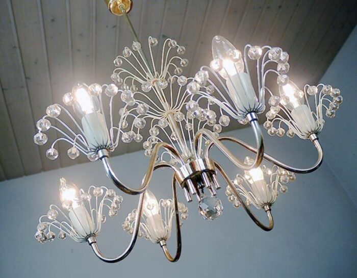 pyra chandelier in crystal brass by emil stejnar for rupert nikoll austria 1950s 2