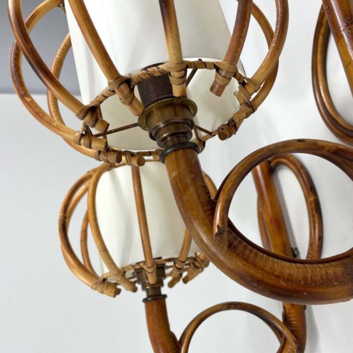 rattan and bamboo sconces by louis sognot france 1950s set of 2 4809