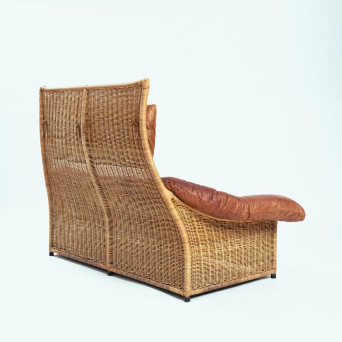 rattan leater rock sofa by gerard van den berg for montis 1970s 3574