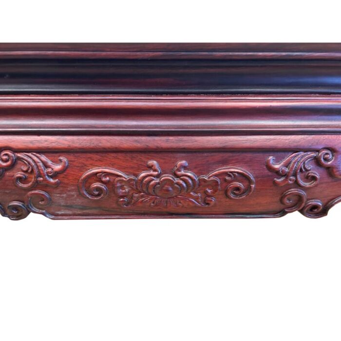 reddish brown oriental flower carving rectangular display low table stand 5233