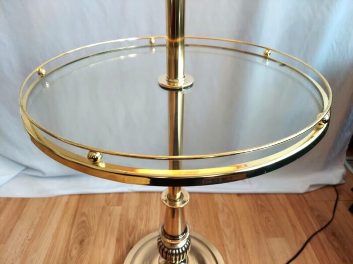 restyled vintage brass floor lamp with glass table 0123